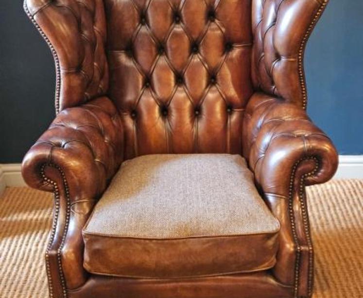 Wing Back Leather Arm Chair - Image 2