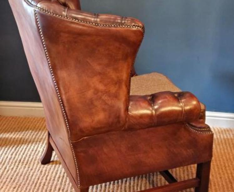 Wing Back Leather Arm Chair - Image 5