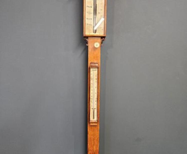 Adie of Edinburgh Victorian Oak Stick Barometer - Image 1