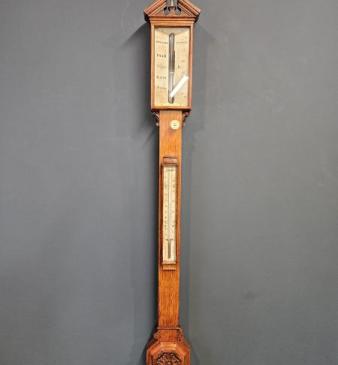 Adie of Edinburgh Victorian Oak Stick Barometer