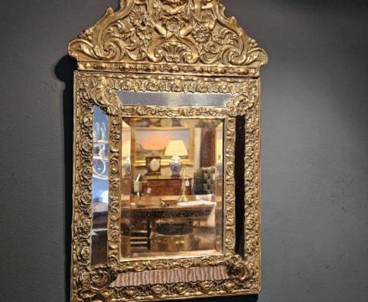 Pair of Victorian Brass Cushion Frame Mirrors - Image 3