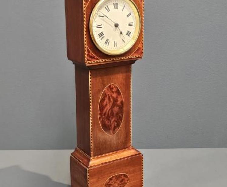Edwardian Inlaid Mahogany Miniature Longcase Clock - Image 2