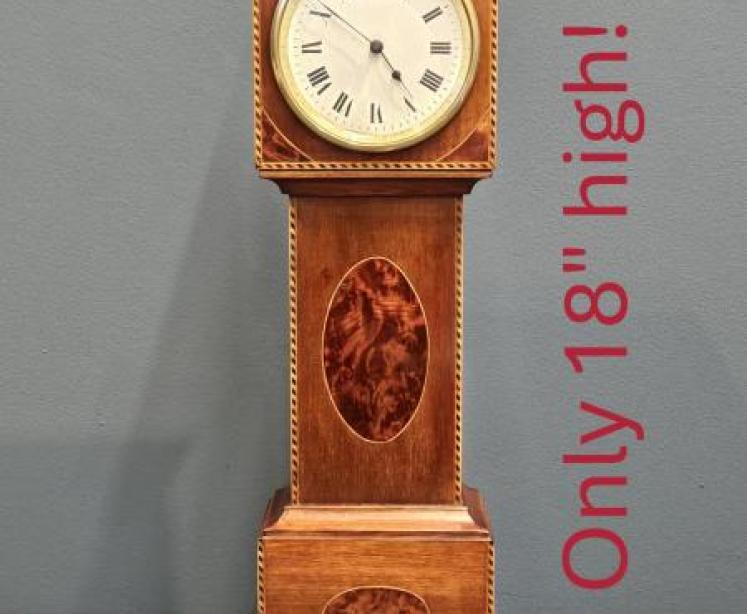 Edwardian Inlaid Mahogany Miniature Longcase Clock - Image 7