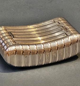 Rare Georgian Curved Reeded Silver Pocket Snuff Box