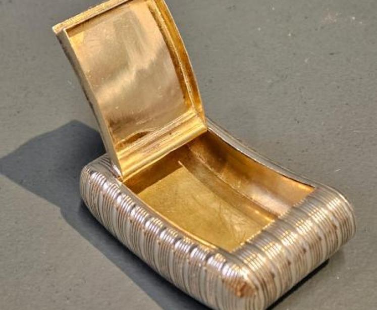 Rare Georgian Curved Reeded Silver Pocket Snuff Box - Image 4