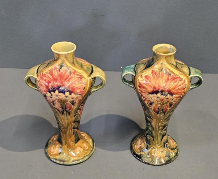 Pair of McIntyre Moorcroft Cornflower Vases - Image 7
