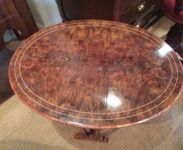 Superb Victorian Burr Walnut 'Baby' Sutherland Table - Image 3