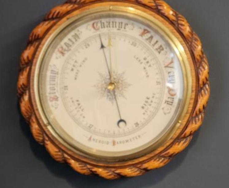 Victorian Carved Oak Ships Barometer - Image 1