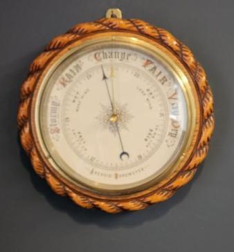 Victorian Carved Oak Ships Barometer