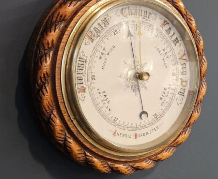 Victorian Carved Oak Ships Barometer - Image 2