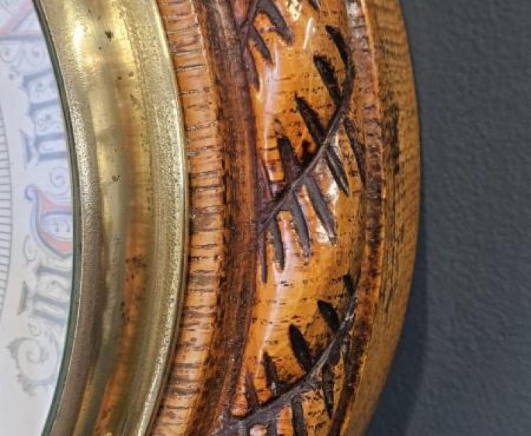Victorian Carved Oak Ships Barometer - Image 4