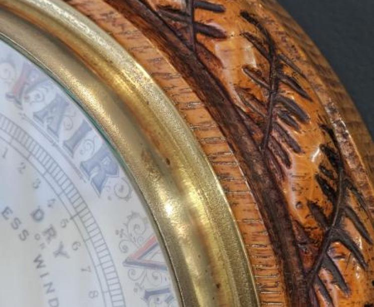 Victorian Carved Oak Ships Barometer - Image 5