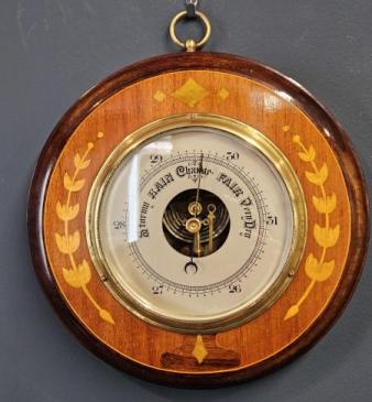 Edwardian Inlaid Silvered Dial Barometer
