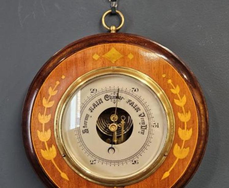 Edwardian Inlaid Silvered Dial Barometer - Image 2