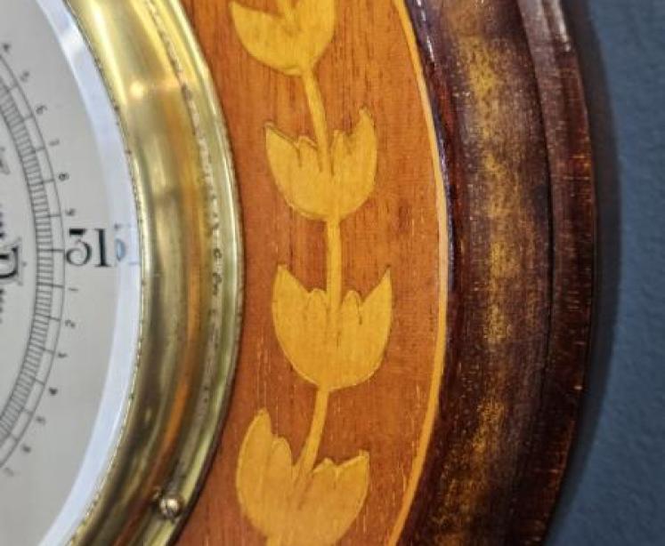 Edwardian Inlaid Silvered Dial Barometer - Image 3