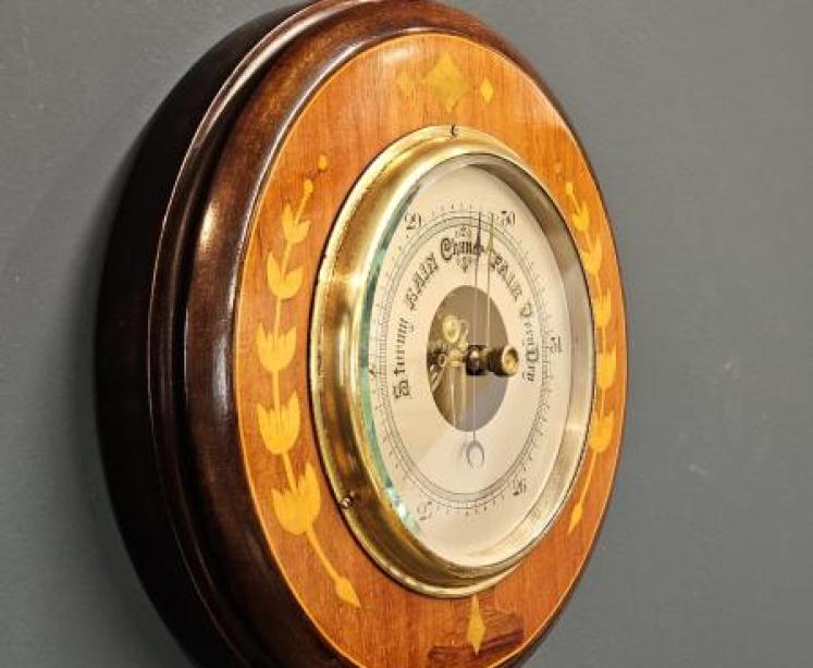 Edwardian Inlaid Silvered Dial Barometer - Image 6