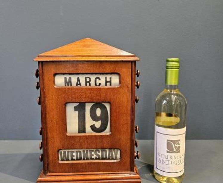 Large Edwardian Walnut Perpetual Desk Calendar  - Image 6