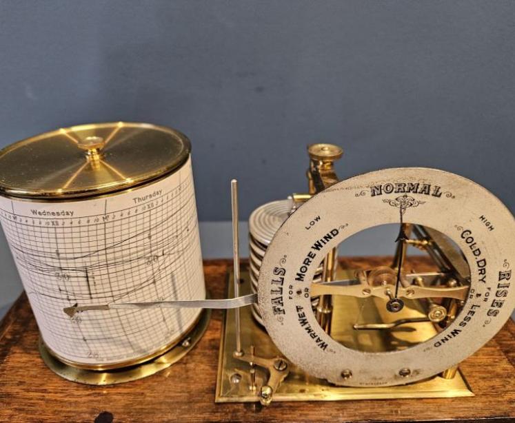 Late Victorian Oak Barograph  - Image 2