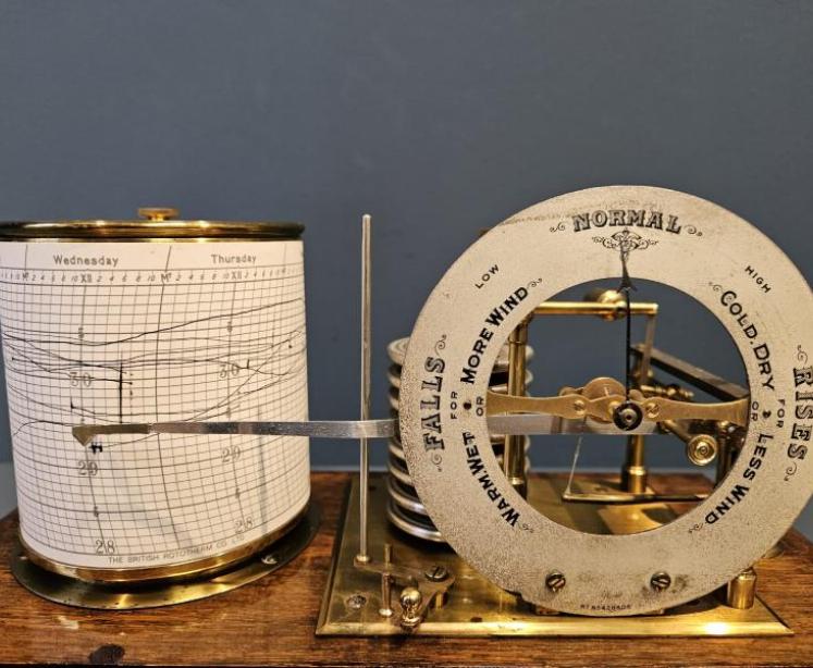 Late Victorian Oak Barograph  - Image 7