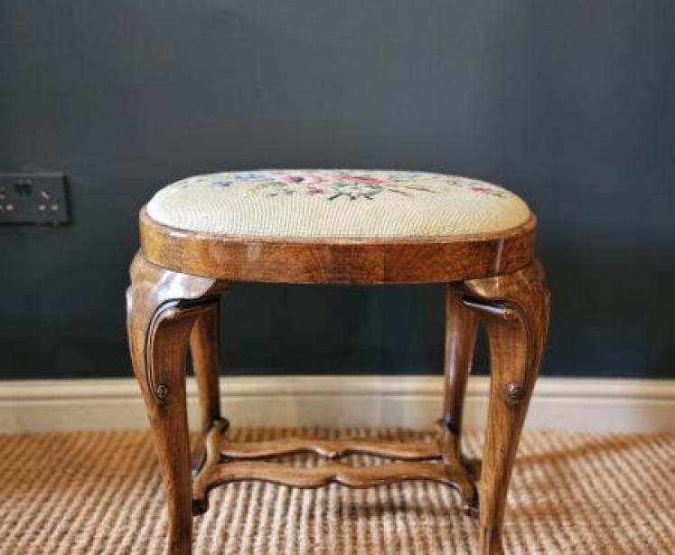 Edwardian Walnut Stool - Image 2