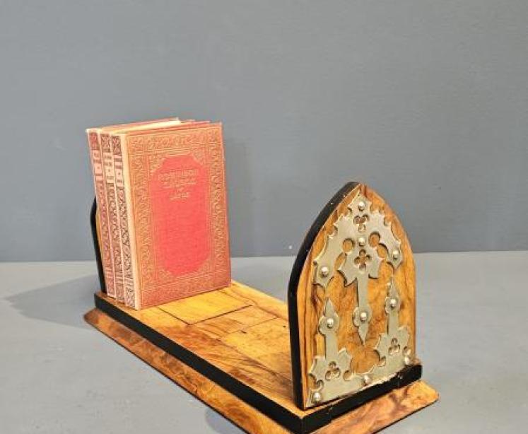 Victorian Brass Trimmed Walnut Book Slide - Image 1