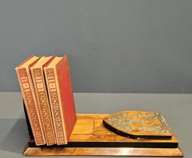 Victorian Brass Trimmed Walnut Book Slide - Image 3