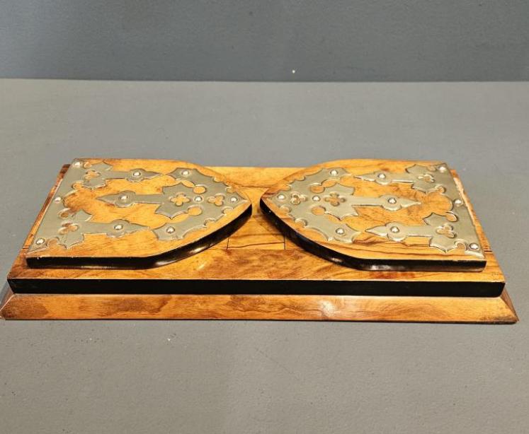 Victorian Brass Trimmed Walnut Book Slide - Image 4