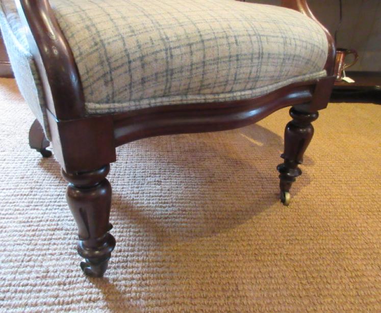 Early Victorian Upholstered Open Wing Armchair - Image 2