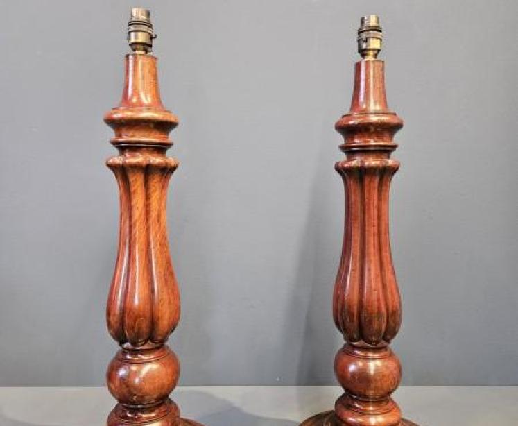 Pair of Large Mahogany Country House Table Lamps - Image 4