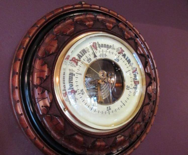 Top Quality Victorian Walnut & Ebony Skeletonised Barometer - Image 1