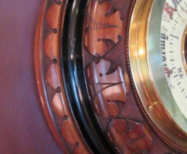 Top Quality Victorian Walnut & Ebony Skeletonised Barometer - Image 3