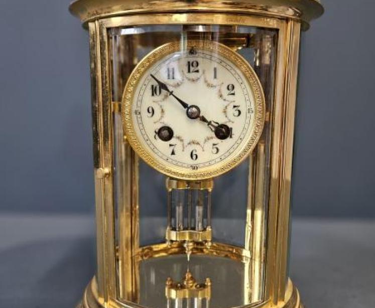 Victorian Gilt Brass Four Glass Mantel Clock - Image 1