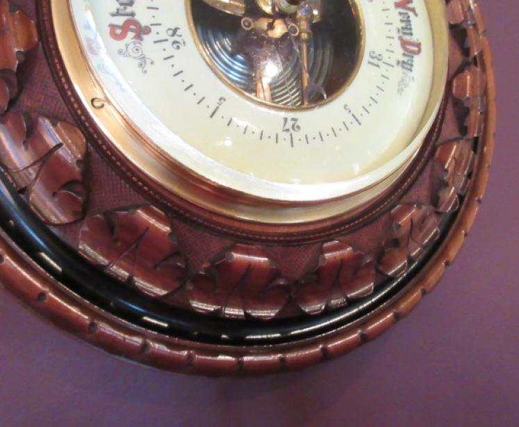 Top Quality Victorian Walnut & Ebony Skeletonised Barometer - Image 5