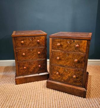 Pair of Victorian Walnut Bedside Chests