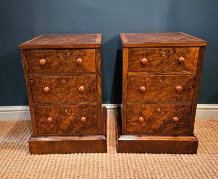 Pair of Victorian Walnut Bedside Chests - Image 2