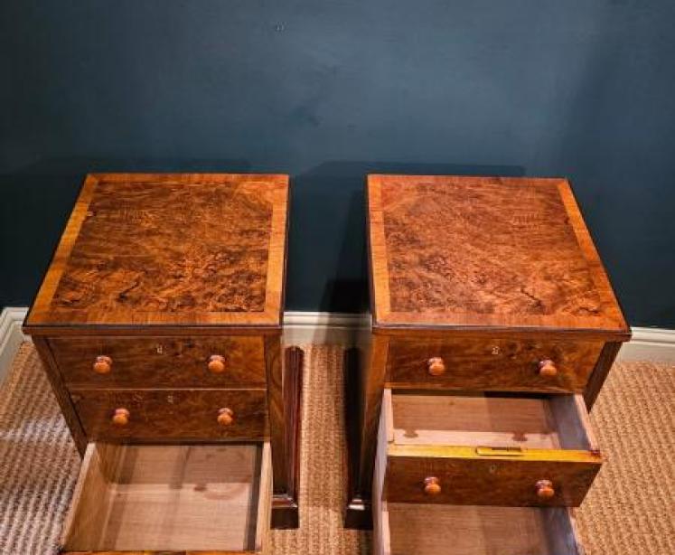 Pair of Victorian Walnut Bedside Chests - Image 5