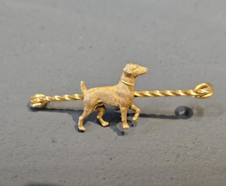 Victorian 9ct Gold Terrier Tie Bar - Image 1