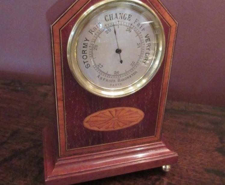Top Quality Edwardian Inlaid Mantel Top Barometer - Image 1