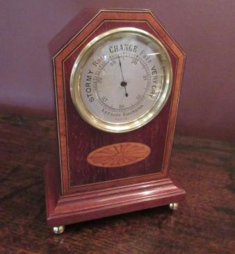 Top Quality Edwardian Inlaid Mantel Top Barometer
