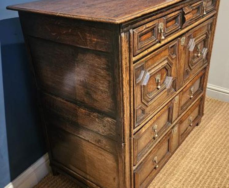 James II Period Oak Geometric Chest - Image 5