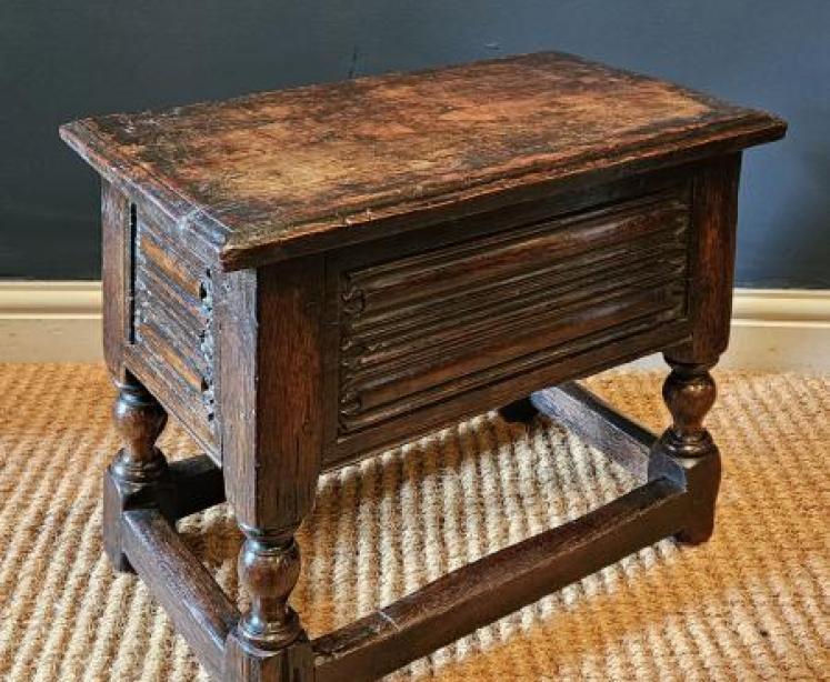 Early Oak Box Stool - Image 4