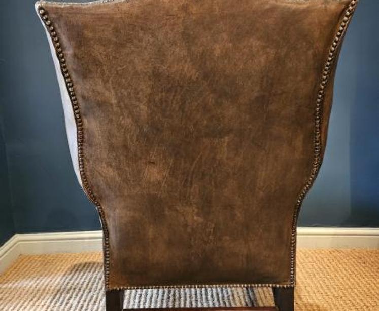 1920's Button Back Leather Wing Arm Chair - Image 2