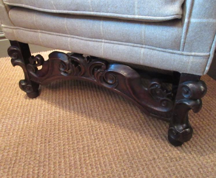 Superb William & Mary Period Upholstered Wing Armchair - Image 3
