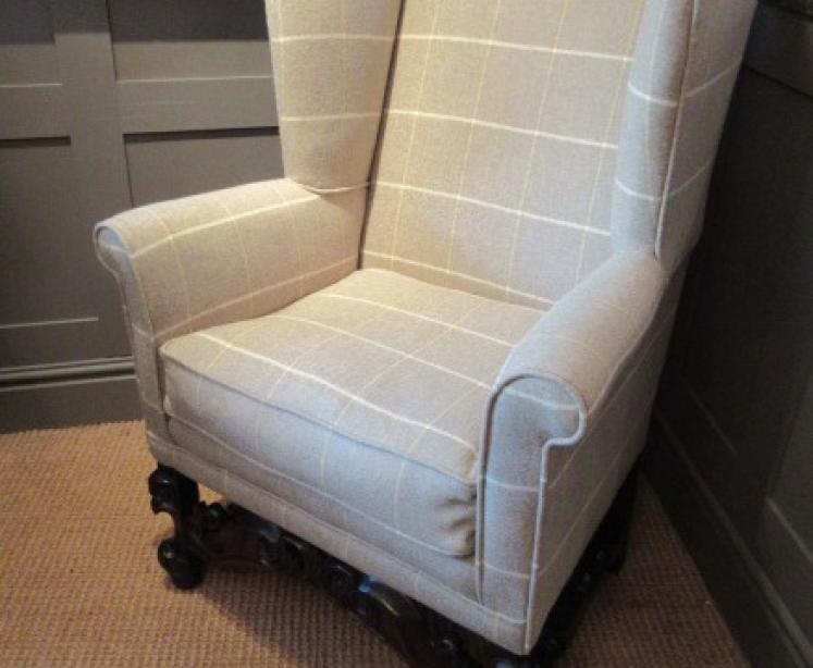 Superb William & Mary Period Upholstered Wing Armchair - Image 4