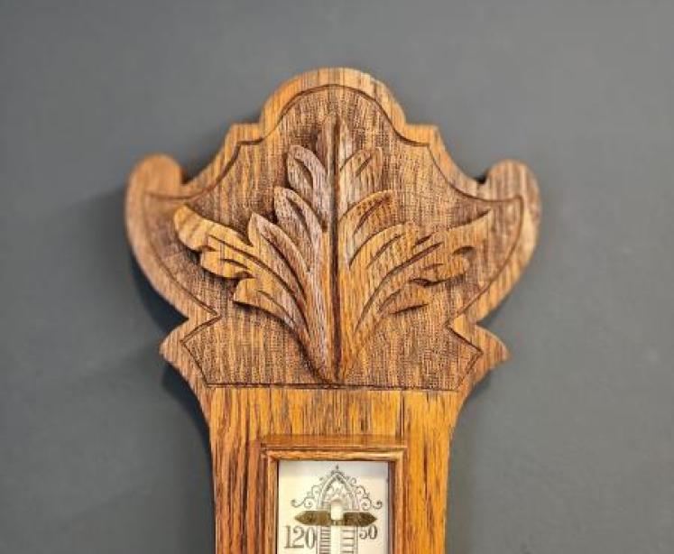 Victorian Figured Oak Banjo Barometer - Image 5
