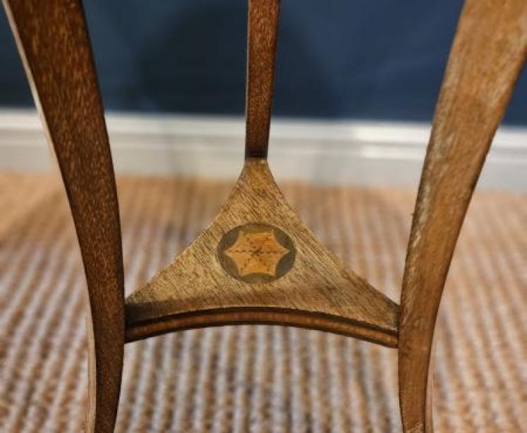 Edwardian Inlaid Mahogany Plant Stand & Brass Liner - Image 4