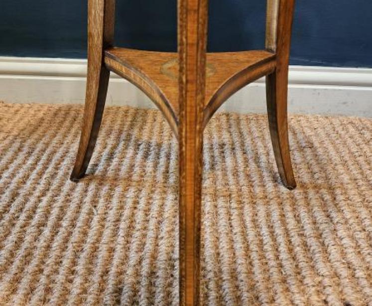 Edwardian Inlaid Mahogany Plant Stand & Brass Liner - Image 6