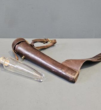 Hukin & Heath Silver Topped Hunting Flask and Leather Case