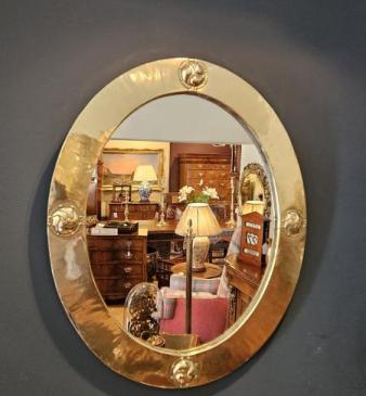 Art Nouveau Brass Framed Mirror