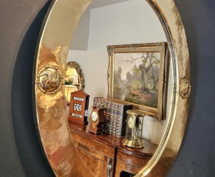 Art Nouveau Brass Framed Mirror - Image 2